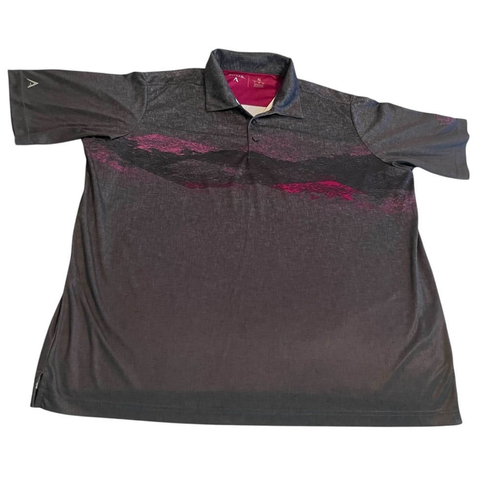 Antigua‎ Shirt Men XL Gray Polo Casual Short Sleeve Lightweight Collared Button